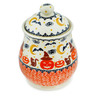 Polish Pottery Jar with Lid 8&quot; Halloween Spooky Pumpkin