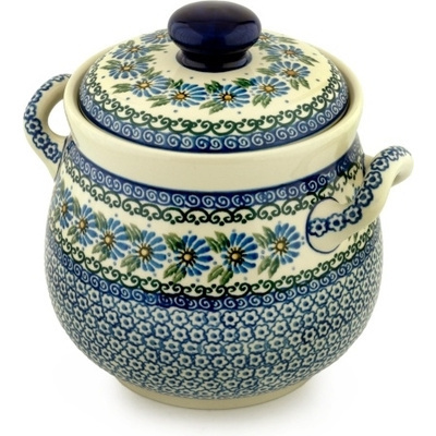 Polish Pottery Jar with Lid 9&quot; Marigold Morning