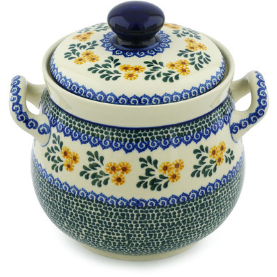 Polish Pottery Jar with Lid 9&quot; Summer Day