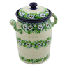 Polish Pottery Jar with Lid and Handles 11&quot; Daisies Wreath UNIKAT