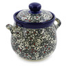 Polish Pottery Jar with Lid and Handles 6&quot; Classic Black And White UNIKAT