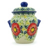 Polish Pottery Jar with Lid and Handles 9&quot; Bloom Tales UNIKAT