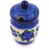 Polish Pottery Jar with Lid with Opening 4&quot; Blue Poppies