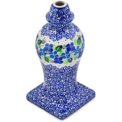 Polish Pottery Lamp Base 8&quot; Blue Phlox