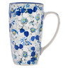 Polish Pottery Latte Mug Blossoming Blues UNIKAT