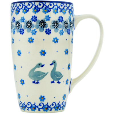 Polish Pottery Latte Mug Friendly Fowl