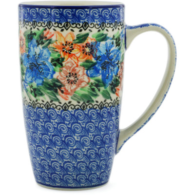 Polish Pottery Latte Mug Lily Gardens UNIKAT