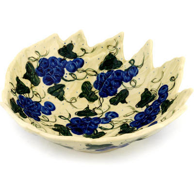 Polish Pottery Leaf Shaped Bowl 9&quot;