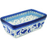 Polish Pottery Loaf Pan 8&quot; Blue Herring Waters