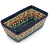 Polish Pottery Loaf Pan 8&quot; Peach Spring Daisy