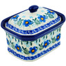 Polish Pottery Mini Cake Box 4&quot;, Salt Box, Blue Joy