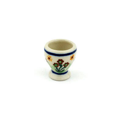 Polish Pottery Mini Goblet 1&quot; Brown Daisy Dance