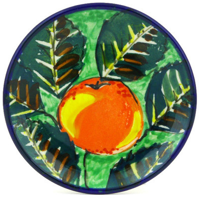 Polish Pottery Mini Plate, Coaster plate Apple Orchard UNIKAT