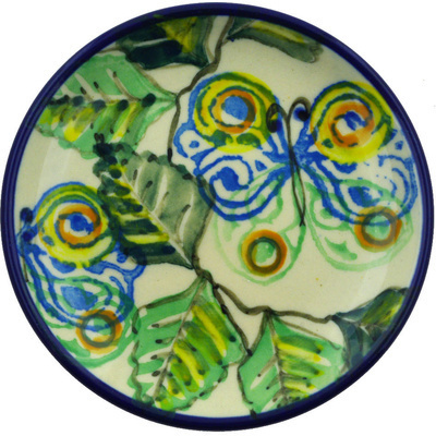 Polish Pottery Mini Plate, Coaster plate Butterleaf UNIKAT
