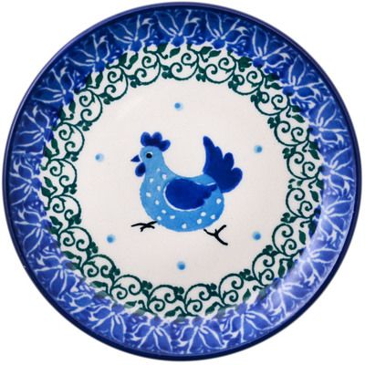 Polish Pottery Mini Plate, Coaster plate Chicken Merry-go-round UNIKAT