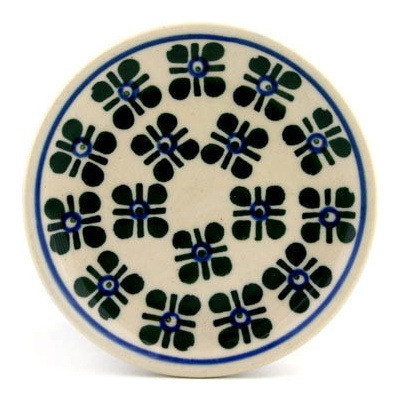 Polish Pottery Mini Plate, Coaster plate Four Square Dots
