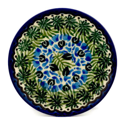 Polish Pottery Mini Plate, Coaster plate Roses In The Grass UNIKAT