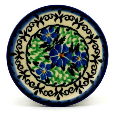 Polish Pottery Mini Plate, Coaster plate Sapphire Periwinkle UNIKAT