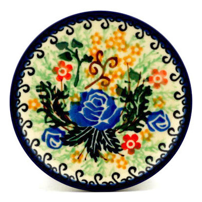 Polish Pottery Mini Plate, Coaster plate Spring Rose UNIKAT