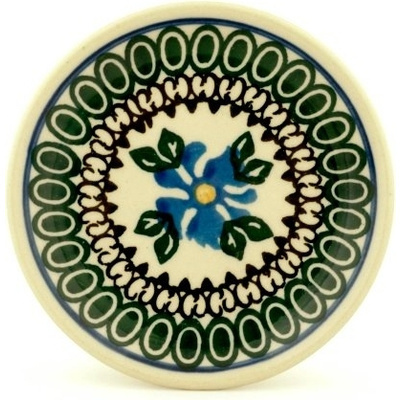 Polish Pottery Mini Plate, Coaster plate Traditional Blue Wildflower
