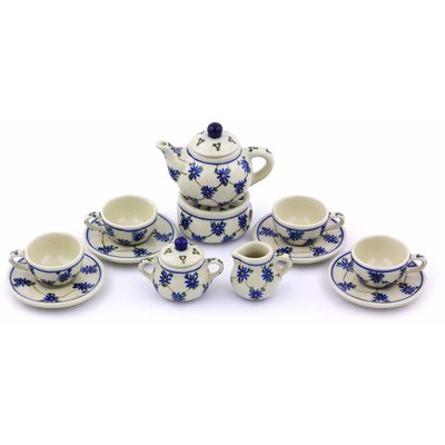 Polish Pottery Mini Tea Set 3&quot; Aster Trellis