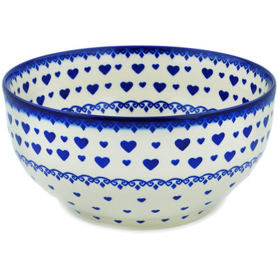 Polish Pottery Mixing bowl, serving bowl Blue Valentine