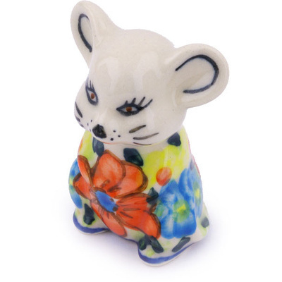 Polish Pottery Mouse Figurine 3&quot; Shining Bright UNIKAT