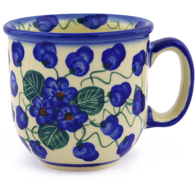 Polish Pottery Mug 10 oz Blueberry Flower UNIKAT