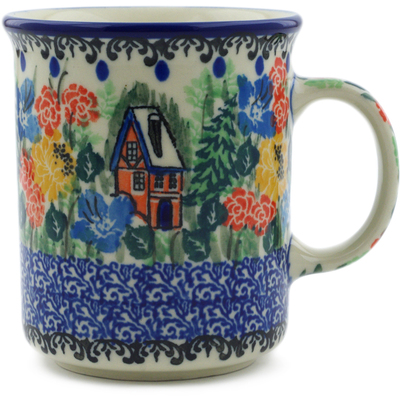 Polish Pottery Mug 10 oz Hidden Cottage UNIKAT