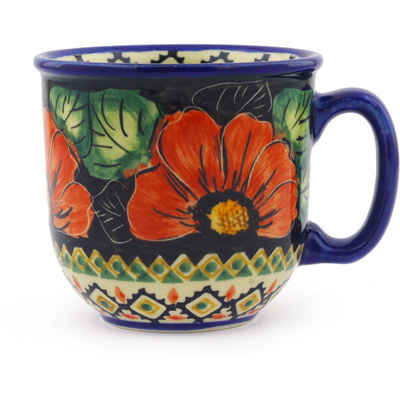 Polish Pottery Mug 10 oz Poppy Passion UNIKAT