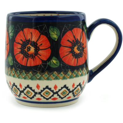 Polish Pottery Mug 10 oz Poppy Passion UNIKAT