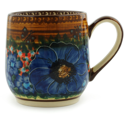 Polish Pottery Mug 10 oz Tropical Wildflowers UNIKAT
