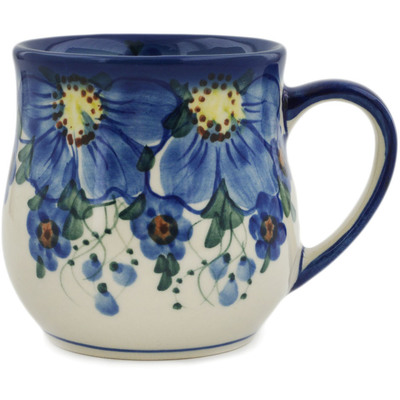 Polish Pottery Mug 11 oz Himalayan Blue Poppy UNIKAT