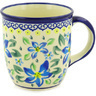 Polish Pottery Mug 12 oz Blue Clematis