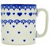 Polish Pottery Mug 12 oz Blue Valentine Hearts