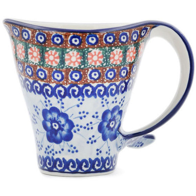 Polish Pottery Mug 12 oz Dancing Blue Poppies UNIKAT