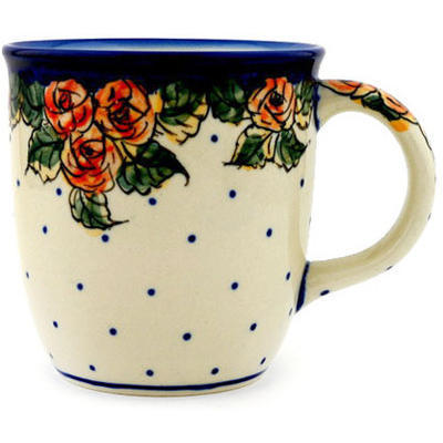 Polish Pottery Mug 12 oz Red Cabbage Roses