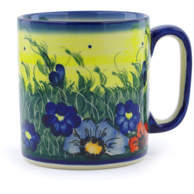Polish Pottery Mug 12 oz Sunshine Flowers UNIKAT