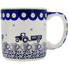 Polish Pottery Mug 12 oz Tractor Trails