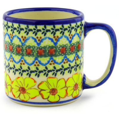 Polish Pottery Mug 12 oz Yellow Sunshine