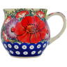 Polish Pottery Mug 13 oz Blue Eyes Bouquet UNIKAT