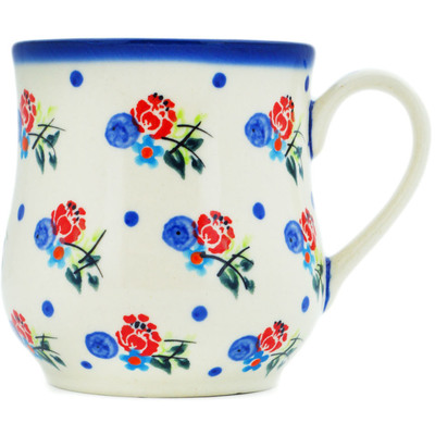 Polish Pottery Mug 13 oz Dancing Flowers UNIKAT