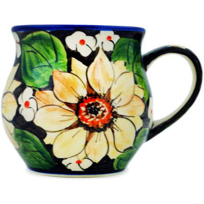 Polish Pottery Mug 13 oz Finest Sunflower UNIKAT