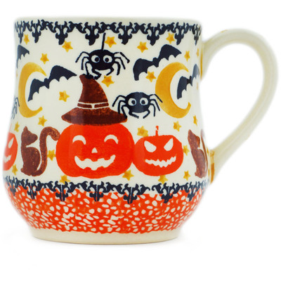 Polish Pottery Mug 13 oz Halloween Spooky Pumpkin