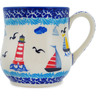 Polish Pottery Mug 13 oz Sea Sights UNIKAT
