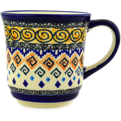 Polish Pottery Mug 14 oz Aztec Swirls UNIKAT