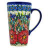 Polish Pottery Mug 15 oz Red Hibiscus UNIKAT