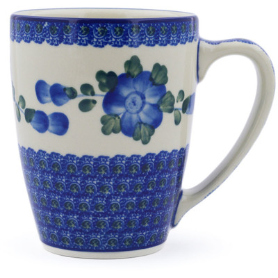 Polish Pottery Mug 22 oz Blue Poppies
