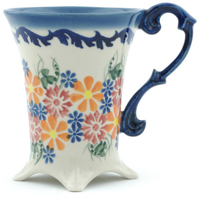 Polish Pottery Mug 5 oz Starburst Garland UNIKAT