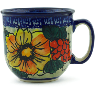 Polish Pottery Mug 9 oz Colorful Bouquet UNIKAT